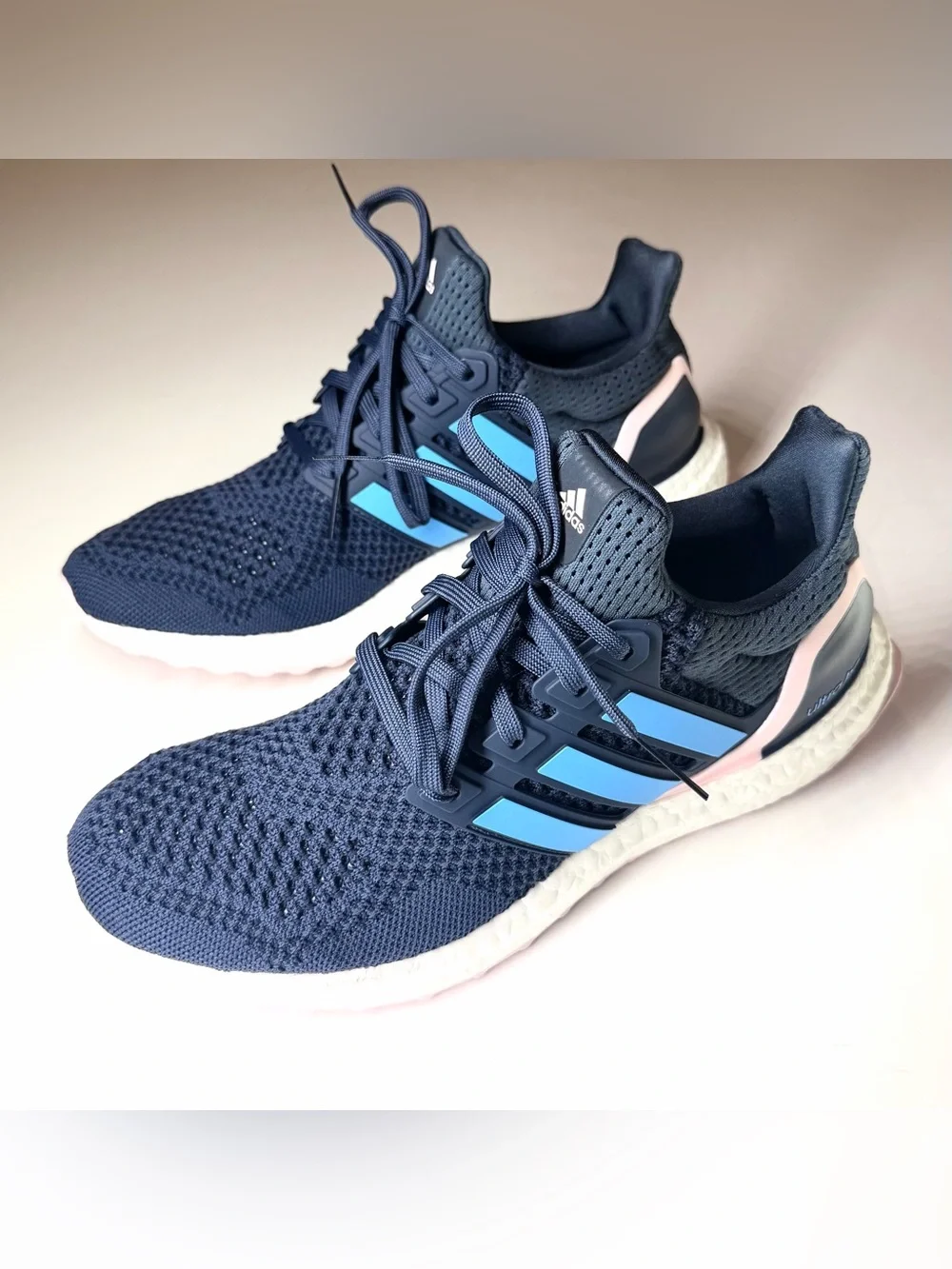 Adidas Women’s Ultraboost 1.0 Navy/ Pink / White Running Shoes Size- 8.5